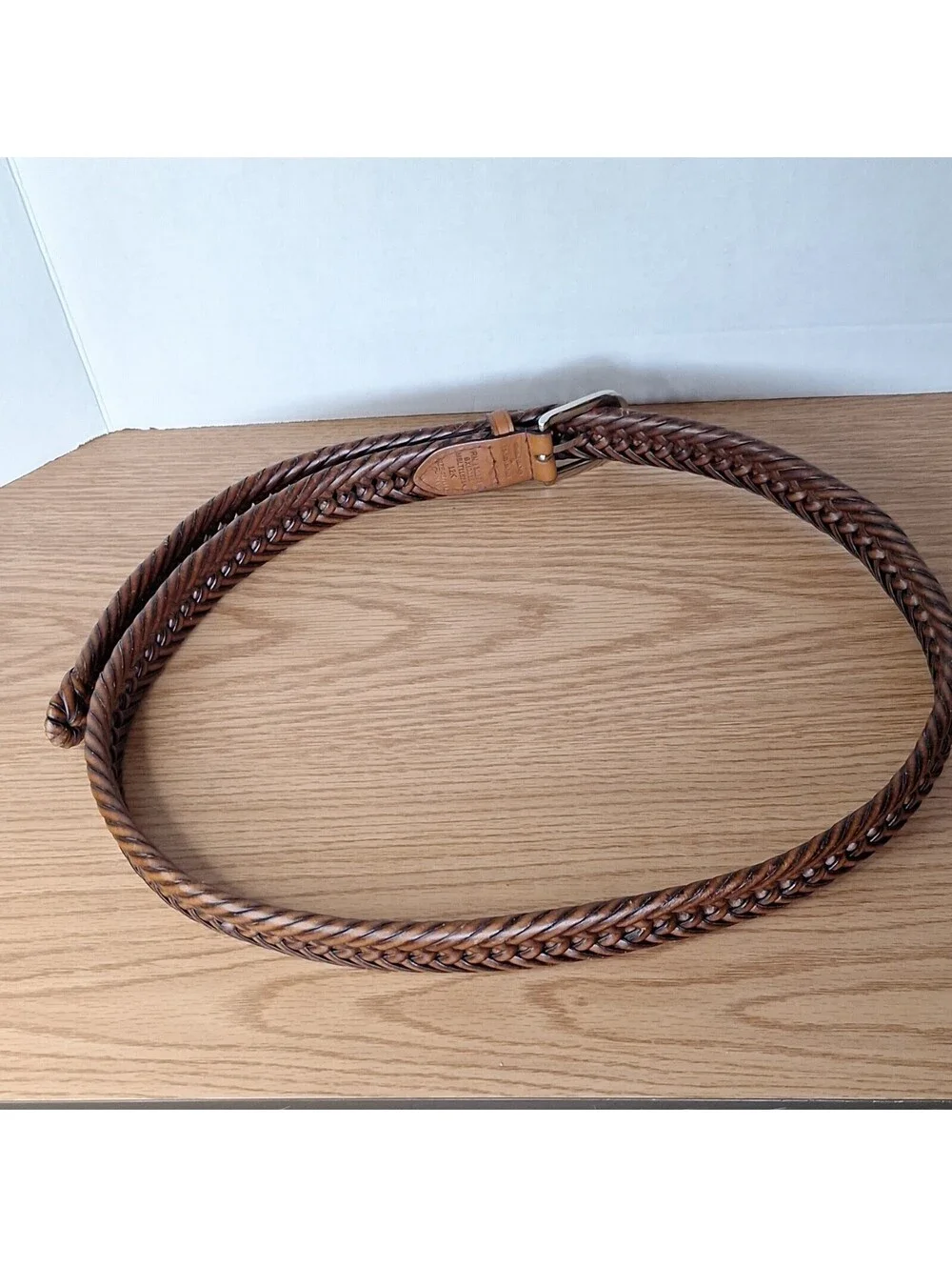 Wrangler Mens Braided Leather Belt Brown Size 46 Big Tall Woven Casual Dress EUC
